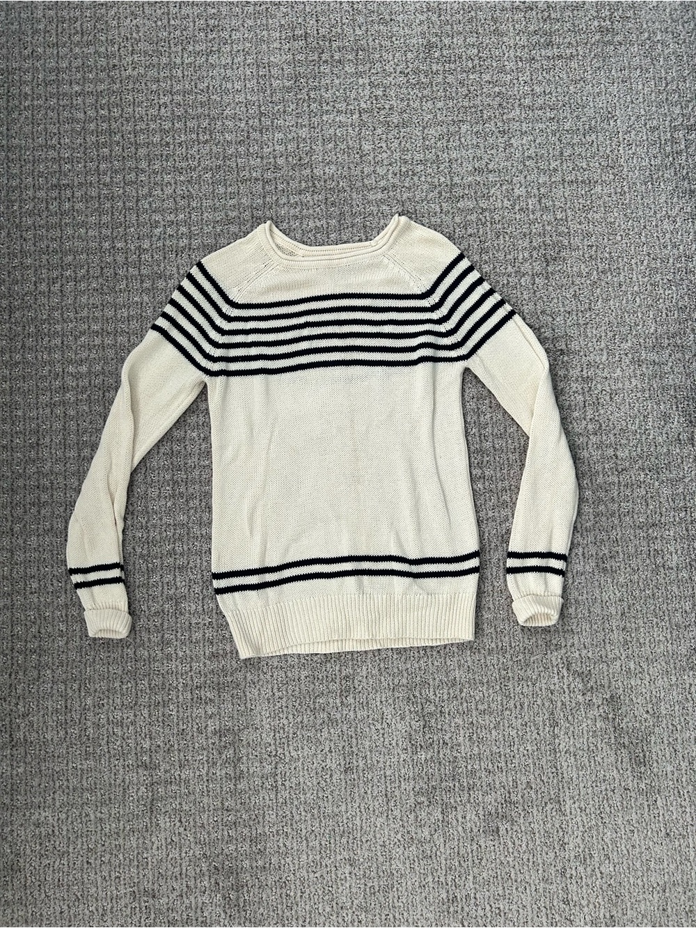 Market & Spruce Cream Crewneck Sweater with Black Stripes